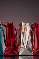 Foil gift bags in holiday colors