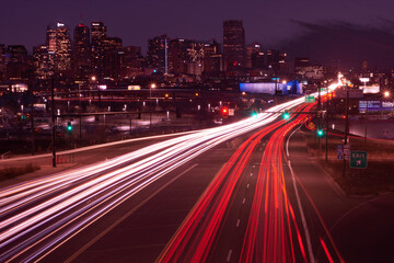 Denver skyline and Colfax Avenue
