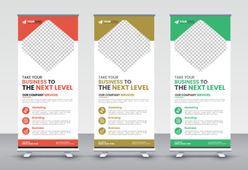 Modern Corporate rollup and X banner design templates for corporate Business, company, shop, brand and restaurant with professional creative and modern design