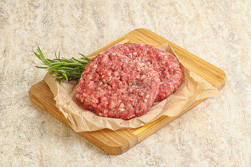 Raw beef burger cutlet for grill