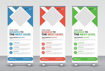 Modern Corporate rollup and X banner design templates for corporate Business, company, shop, brand and restaurant with professional creative and modern design