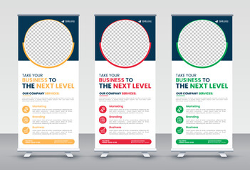 Modern Corporate rollup and X banner design templates for corporate Business, company, shop, brand and restaurant with professional creative and modern design