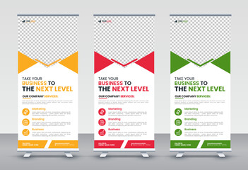 Modern Corporate rollup and X banner design templates for corporate Business, company, shop, brand and restaurant with professional creative and modern design