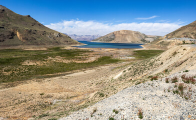 Panorama of the landscape at Laguna del Maule in Chile, South America