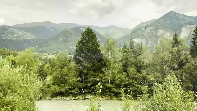 Travel with the Bernina express in the direction of Chur. Switzerland