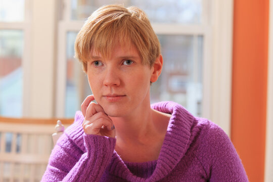 Portrait of a young woman with visual impairment and right sided Cerebral Palsy