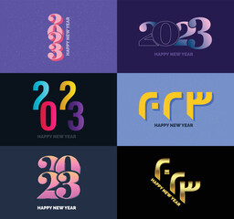 Fototapeta na wymiar Big Set of 2023 Happy New Year logo text design 2023 number design template