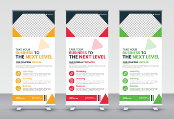 Modern Corporate rollup and X banner design templates for corporate Business, company, shop, brand and restaurant with professional creative and modern design