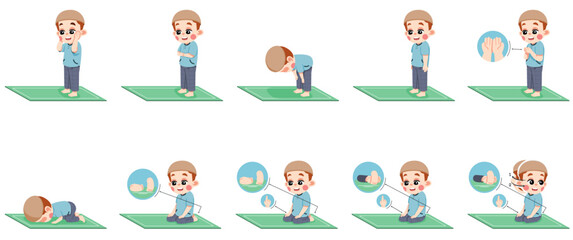 Kid Boy Performing How to Shalat Movements
