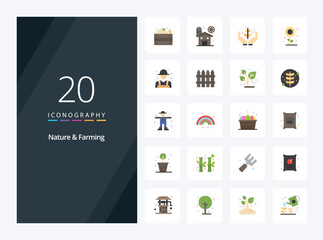 Fototapeta na wymiar 20 Nature And Farming Flat Color icon for presentation