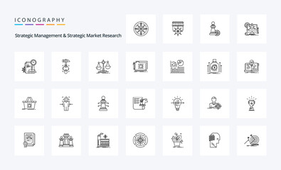 25 Strategic Management And Strategic Market Research Line icon pack