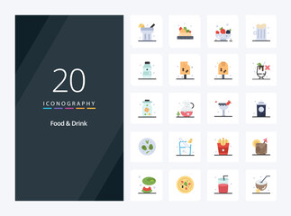 20 Food And Drink Flat Color icon for presentation