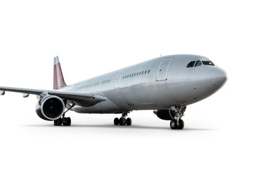 Wide body passenger jet plane isolated on transparent background