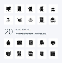 20 Web Development And Web Studio Solid Glyph icon Pack like data algorithm test responsive internet