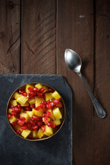 Pineapple chunks and pomegranate seeds