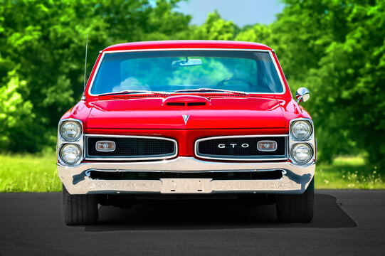 Bold Mixed-Media Photograph of 1966 Pontiac GTO Sports Car
