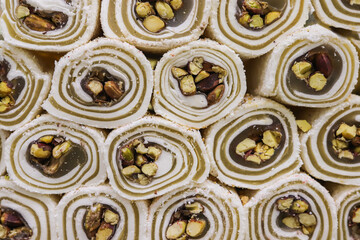 Traditional Turkish delight in different flavors