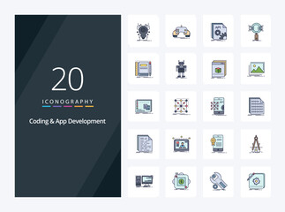 20 Coding And App Development line Filled icon for presentation