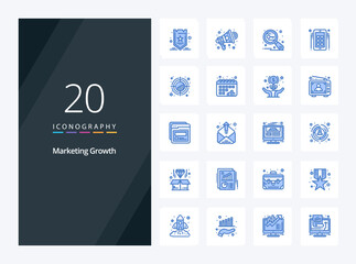 Fototapeta na wymiar 20 Marketing Growth Blue Color icon for presentation
