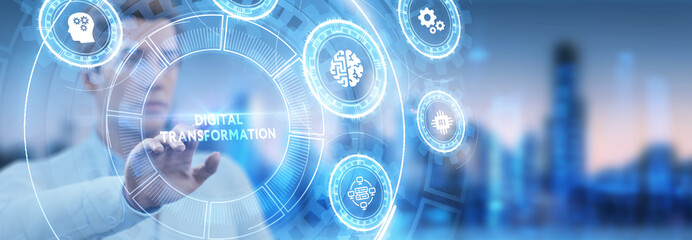 Concept of digitization of business processes and modern technology. Digital transformation.