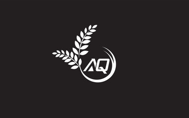 Laurel wreath green leaf logo and Vintage wheat logo design monogram vector with the letters and alphabets