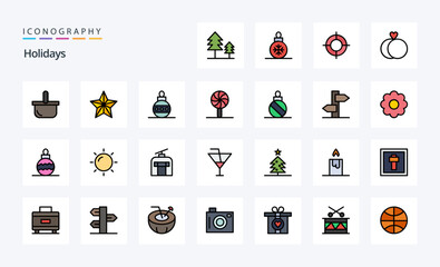 25 Holidays Line Filled Style icon pack
