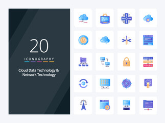 Fototapeta na wymiar 20 Cloud Data Technology And Network Technology Flat Color icon for presentation