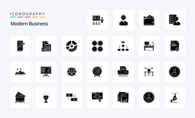 25 Modern Business Solid Glyph icon pack