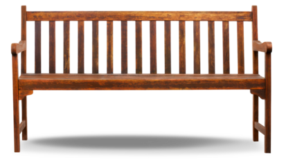 Brown wooden street bench to relaxing