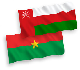 Flags of Sultanate of Oman and Burkina Faso on a white background