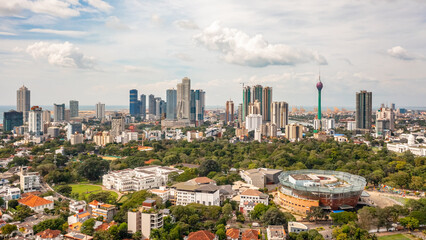 Cityscape of Colombo on a sunny day. Aerial view - obrazy, fototapety, plakaty