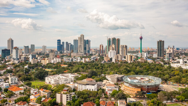 Cityscape of Colombo on a sunny day. Aerial view