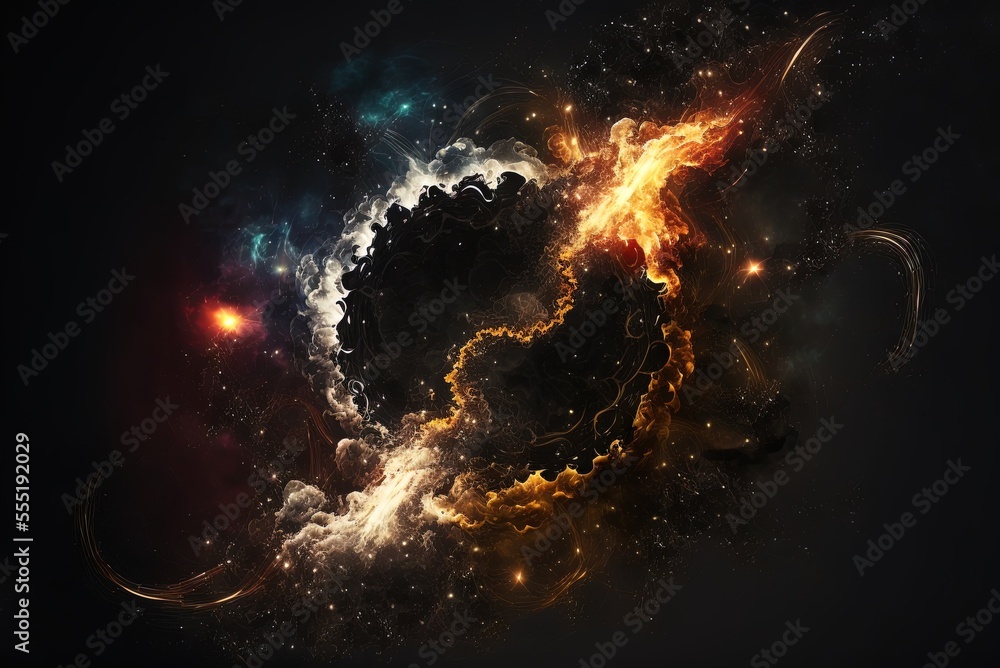 Poster lightless abstract dark galaxy backdrop. generative ai