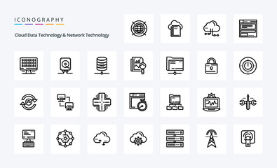25 Cloud Data Technology And Network Technology Line icon pack