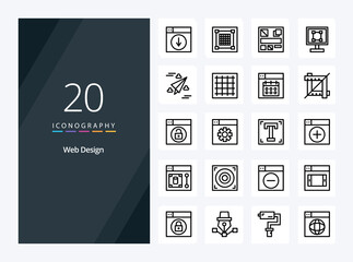 Fototapeta na wymiar 20 Web Design Outline icon for presentation