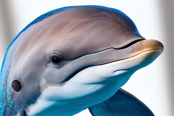 Fototapeta premium Close-up of a Dolphin isolated on a white background. Generative AI