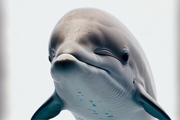 Fototapeta premium Close-up of a Dolphin isolated on a white background. Generative AI