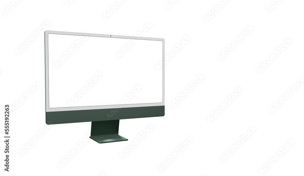 Poster computer display with blank white screen 3d