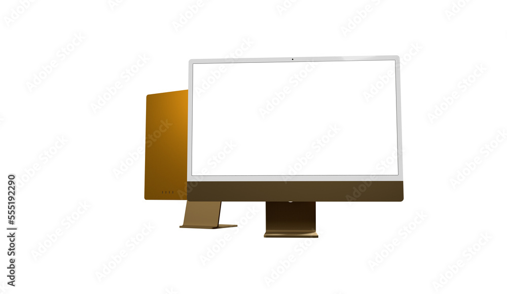 Poster realistic flat screen computer monitor 3de style mockup with blank screen isolated 3d