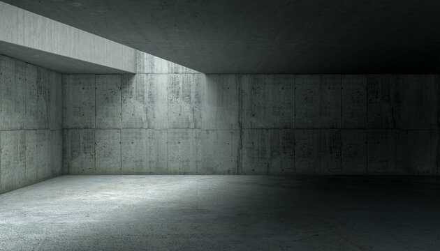 empty concrete room, light from above.