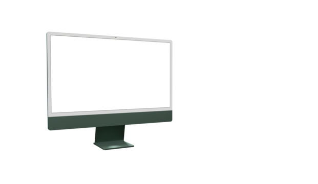 Computer display with blank white screen 3d