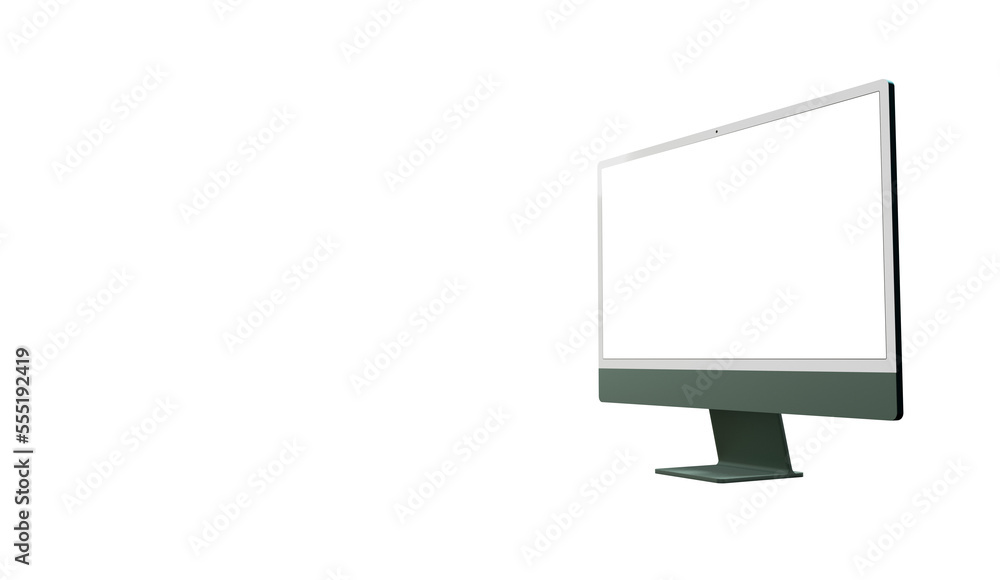 Poster computer display with white blank screen. front view. isolated on white background. 3d illustration.