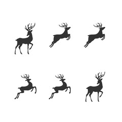 set of silhouettes of deer