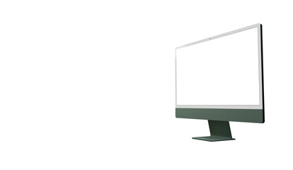 Computer display with white blank screen. Front view. Isolated on white background. 3D illustration. - obrazy, fototapety, plakaty