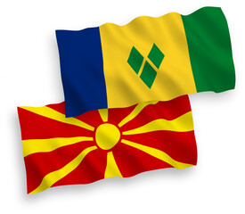 Flags of Saint Vincent and the Grenadines and North Macedonia on a white background