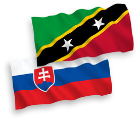 Flags of Slovakia and Federation of Saint Christopher and Nevis on a white background