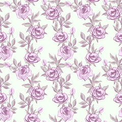 Hand Drawn Roses Seamless Pattern