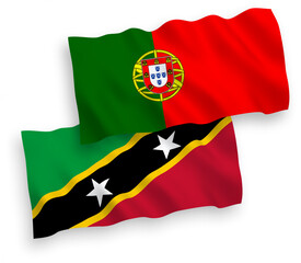 Flags of Portugal and Federation of Saint Christopher and Nevis on a white background