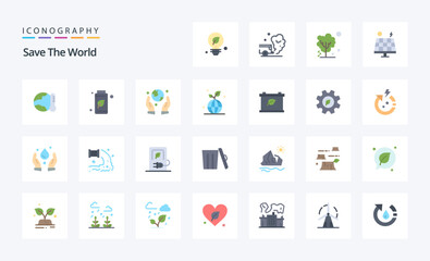 25 Save The World Flat color icon pack