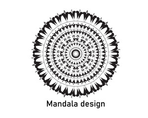  White & Cute black floral, Dark vintage template background design mandala, without colour.